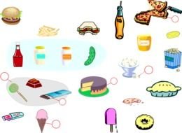 variety of food as graphic elements for clipart
