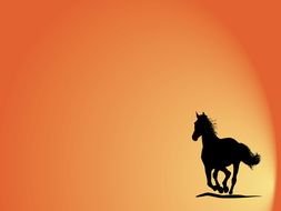orange background with horse silhouette