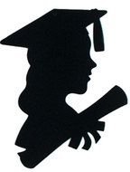 Graduation, vintage Silhouette of girl in cap