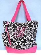 red-pink bag with patterns