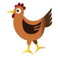 cartoon Chicken with black wing