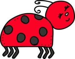 ladybug drawing with black spots on a white background