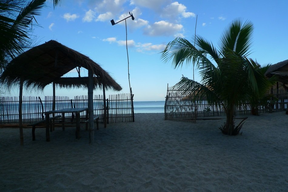 gazebos on the beach in the bay