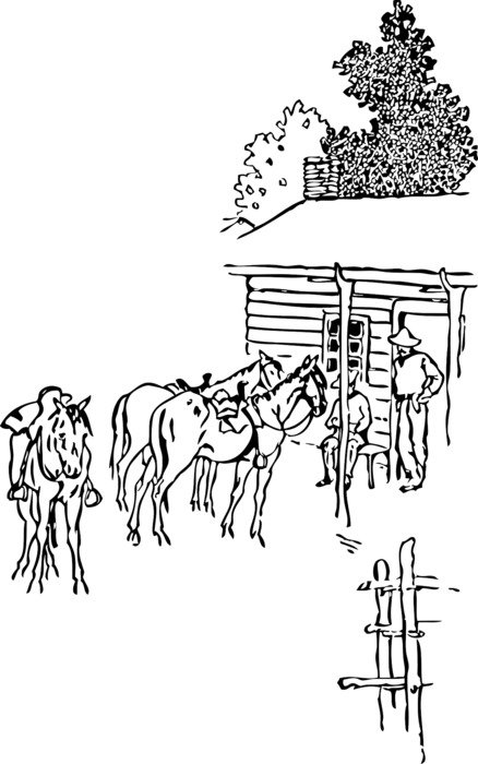 horse farm drawing