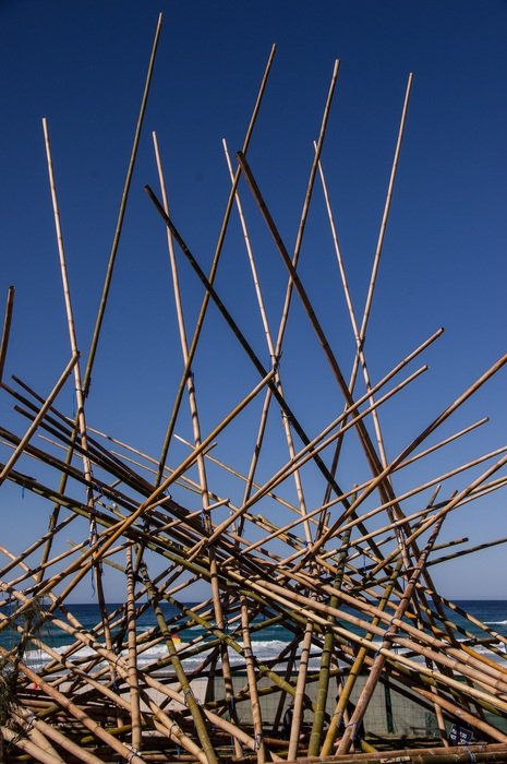abstract sculpture of long sticks in australia