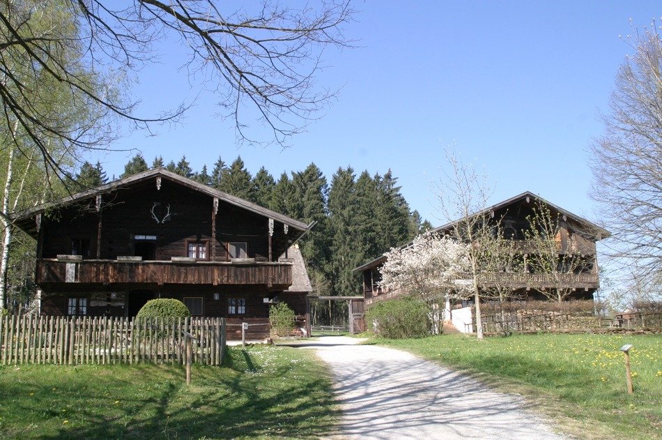 wooden houses in the farm museum