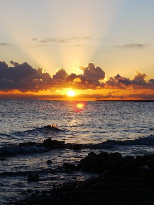 sunset sun over the sea in qinghai