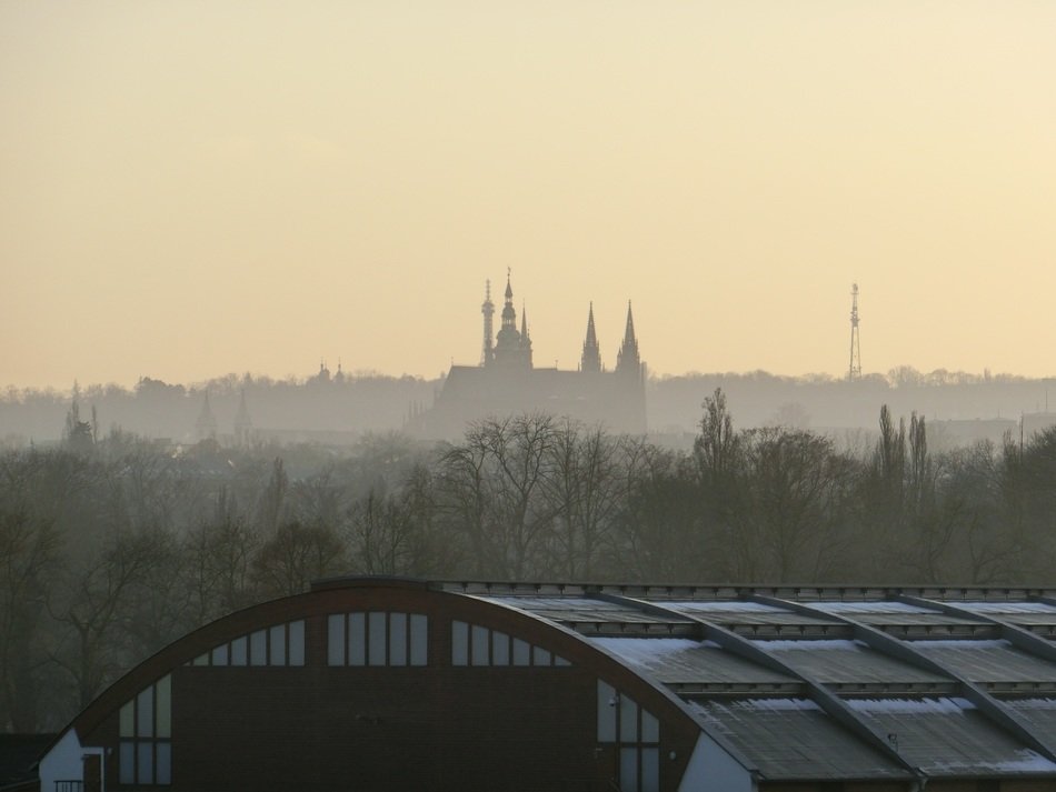 panorama of prague at sunset