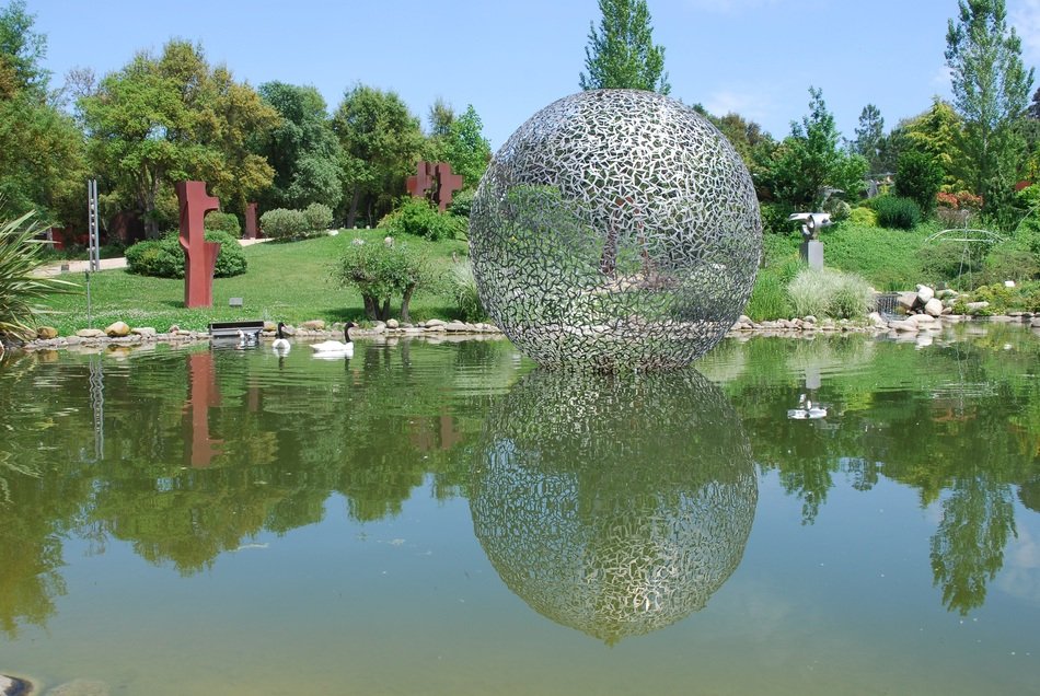 metal sculpture on the water