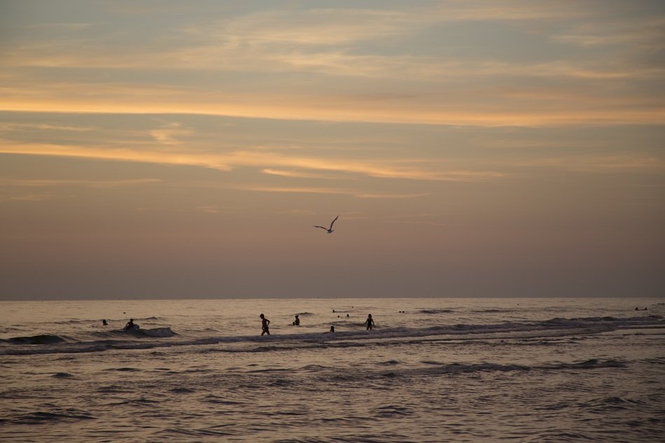 swimming at the seaside