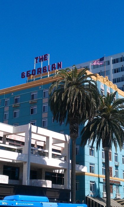 photo of palm trees near hotel in santa monica