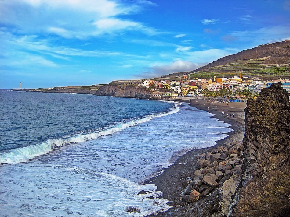 Black sand on the beach of Canary İslands