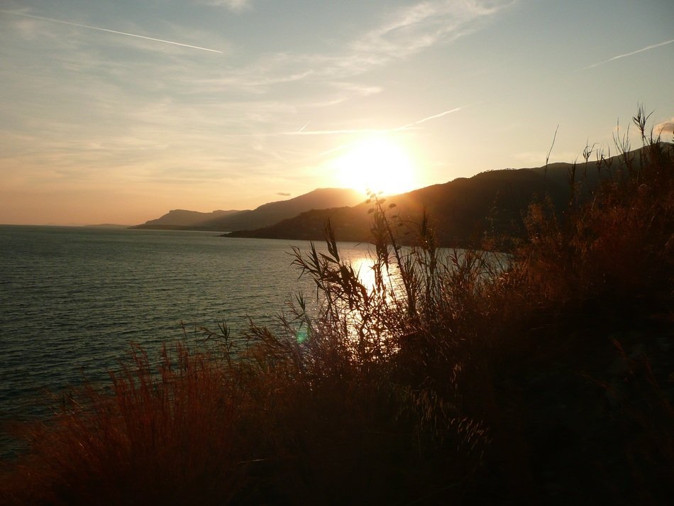 sunset over the coastal hills, italy, Ventimiglia