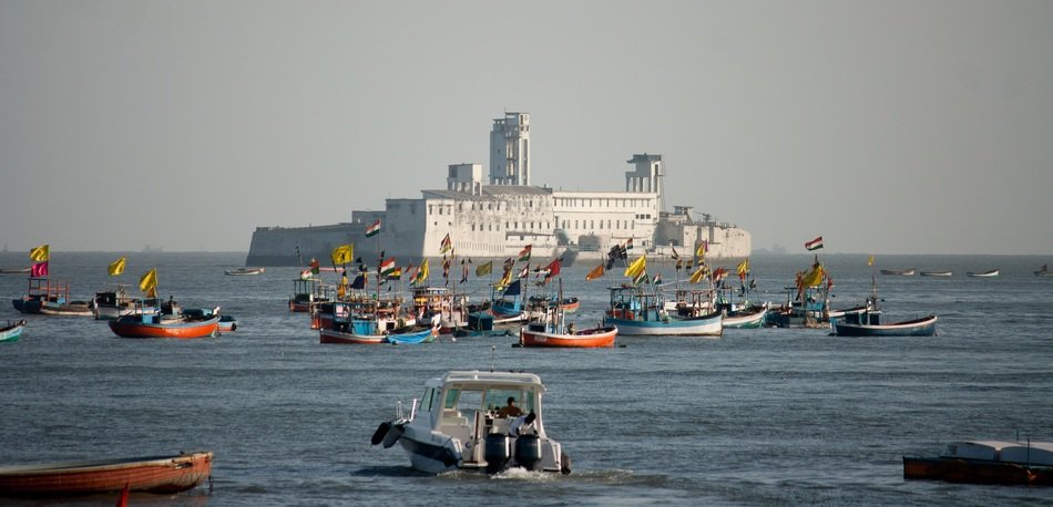 boats on the water near the prison