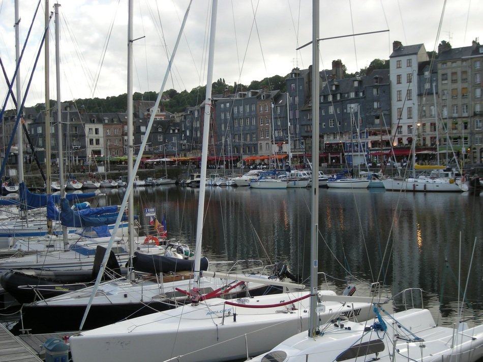 boats at the port in Honfleur in normandy