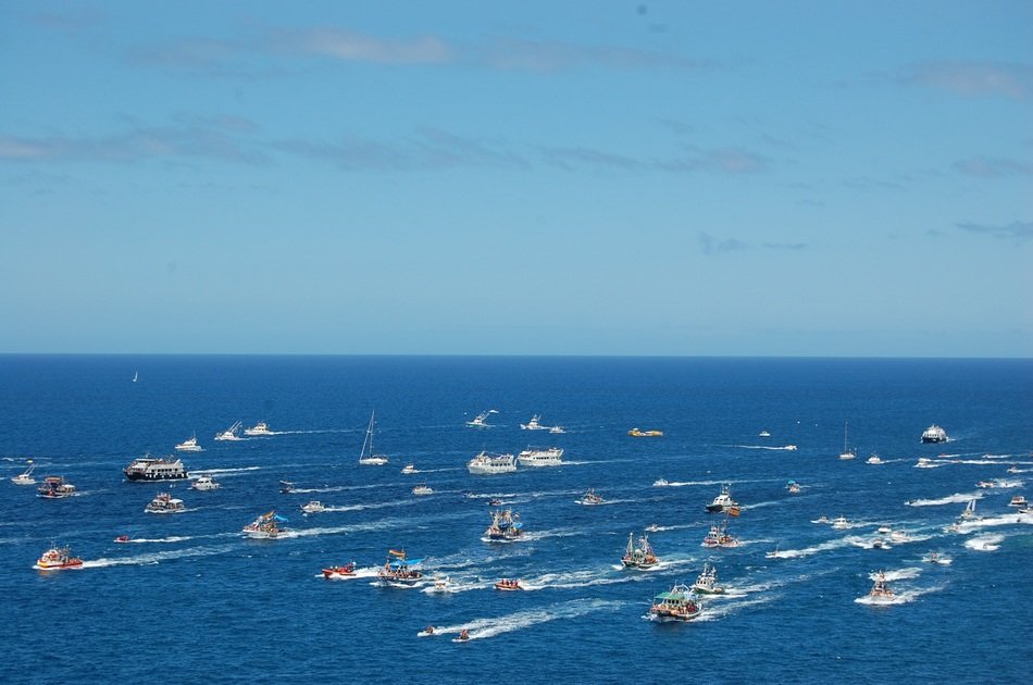 boats in the open blue sea