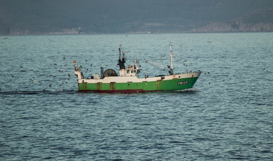 green boat on the water