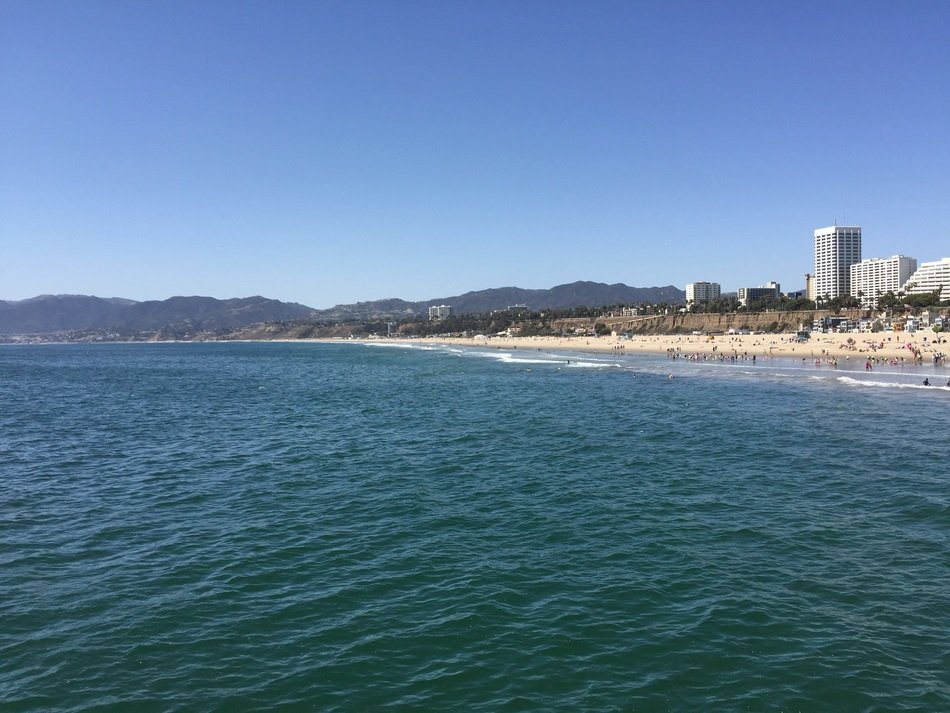 hotels and beach on scenic ocean coast