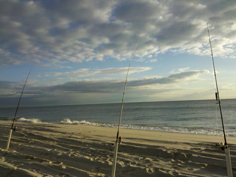 Tlescopic fishing rods on the seashore