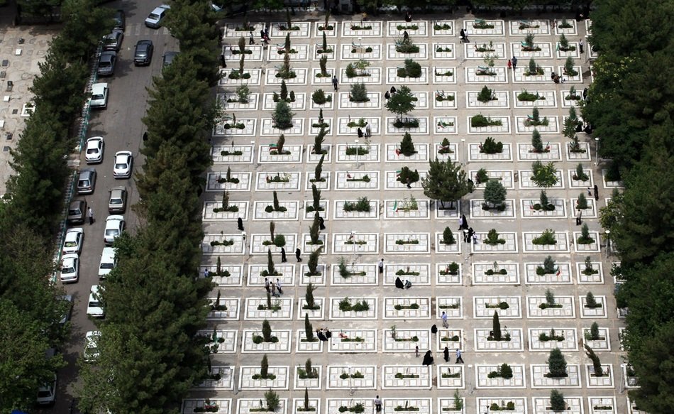 Unusual white behesht e reza cemetery mashhad