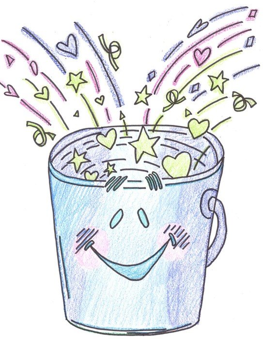 happy cartoon Bucket Filling with stars and hearts