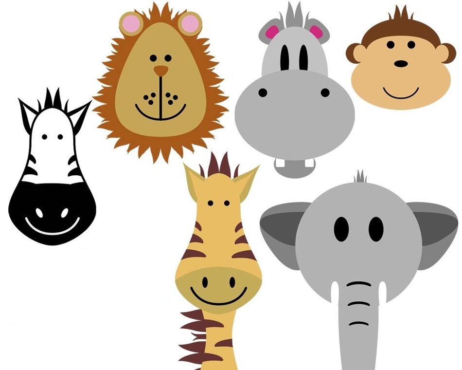 children's drawing of the heads of tropical animals