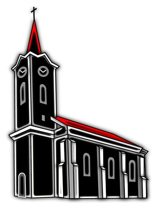 Clipart of red and black church