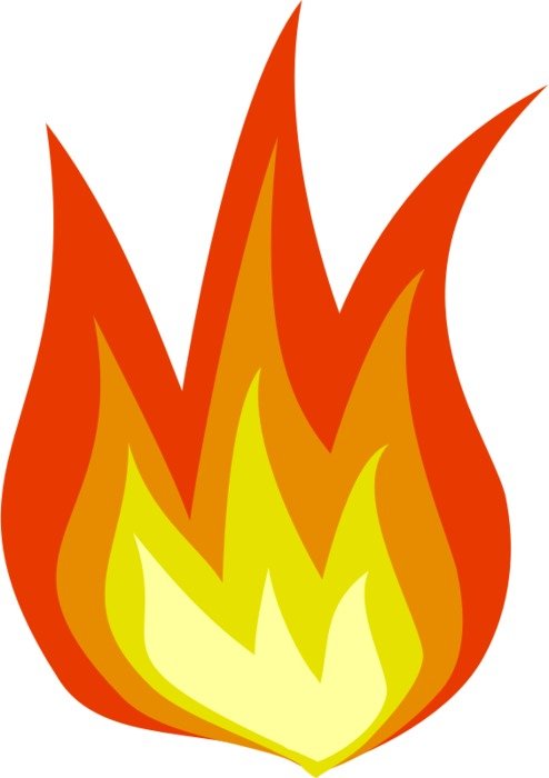 drawn three-color flame on a white background