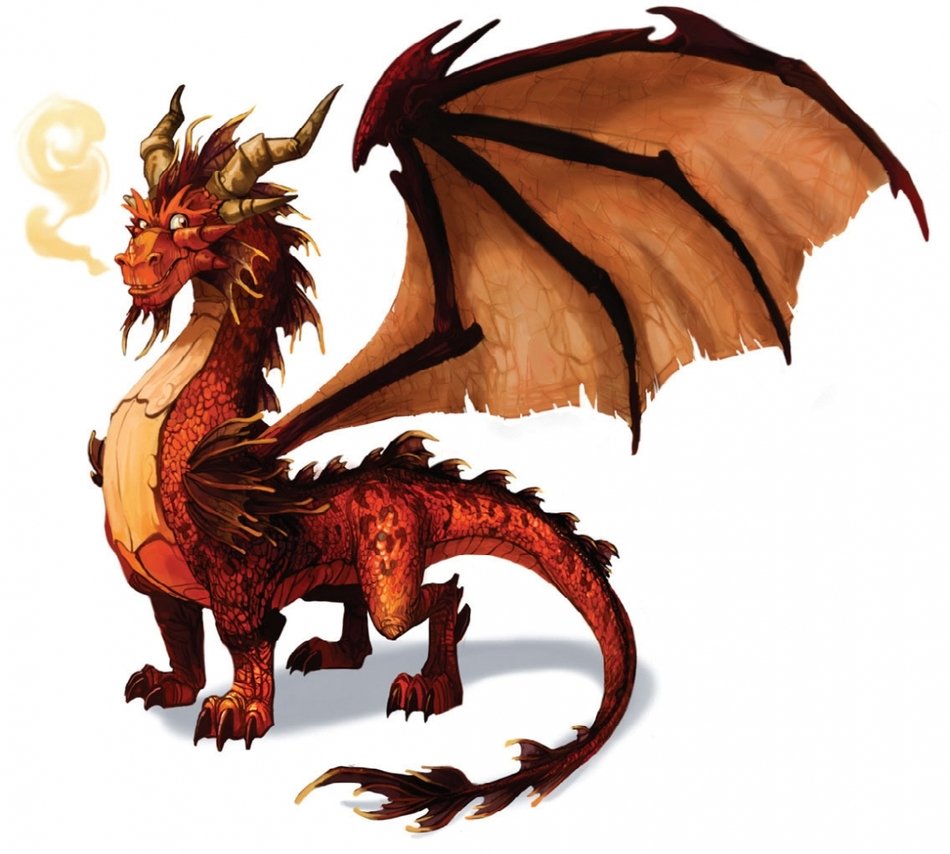 painted red dragon with smoke from his nostrils