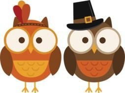 Thanksgiving drawing, two Owls