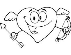 painted heart with bow and arrow