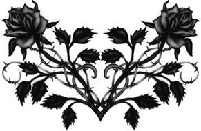 two Black Roses, Gothic Tattoo Design