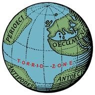 globe with continents and oceans on a white background