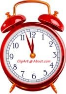 red alarm clock on a white background