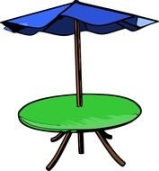 Clipart of table with Umbrella