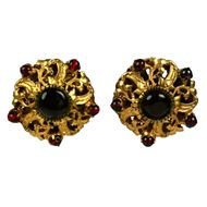 Chanel Filigreed Crown Earrings With Ruby Beads Goosens At 1stdibs