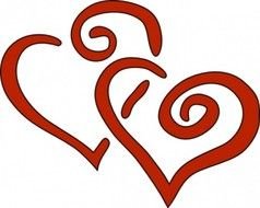 Red Curly Hearts Clip Art 423275