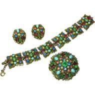 Hollycraft Phenomenal Multi Colored Rhinestones Gripoix Glass Faux