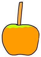 drawing of an orange apple on a white background