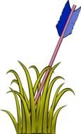 blue arrow in the grass