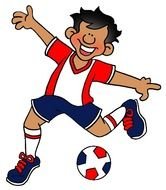 painted soccer player with a multi-colored ball