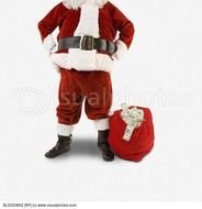 Studio Shot Of Santa Claus With Bag Full Money Stock Photos