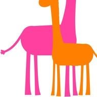 Clipart of mom and baby giraffes