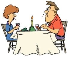 Woman and man Eating at the table Kitchen drawing