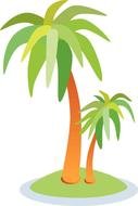 painted two palm trees on an island