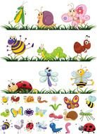different insects as graphic elements for clipart