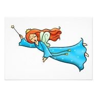 Cartoon Flying Fairy Princess Magic Wand 5x7 Paper Invitation N2