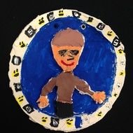hand made ornamental plate with male figure