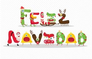 Colorful Feliz Navidad clipart