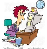 Cartoon Tired Lady Trying To Meet Her Deadline 6333 By Ron Leishman clipart